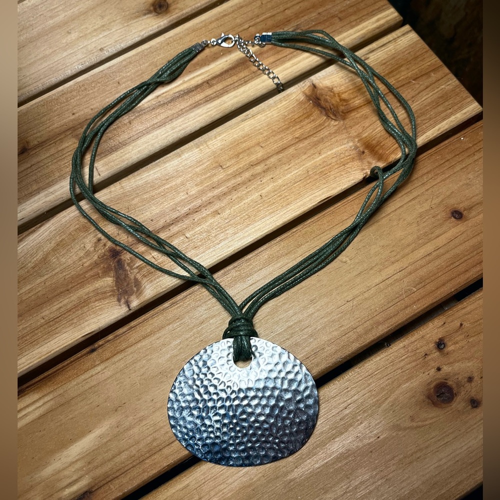 Silver Hammered Pendant Necklace